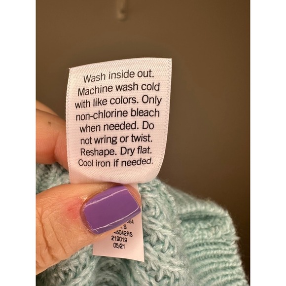 So Puff Sleeve Mock Neck‎ Sweater Light Blue Ribbed Knit Pullover M NWT - Picture 5 of 5